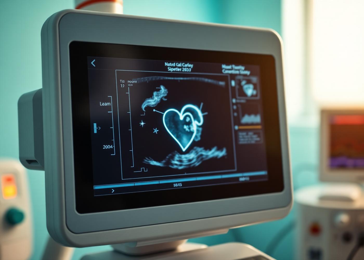 Echocardiogram displaying a live cardiac ultrasound